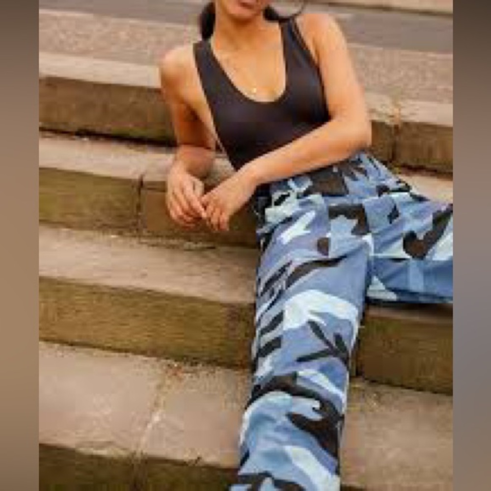 Vintage 90s Blue / Navy Camo Pants -  Military Army Fatigue BDU Cargo sz 31